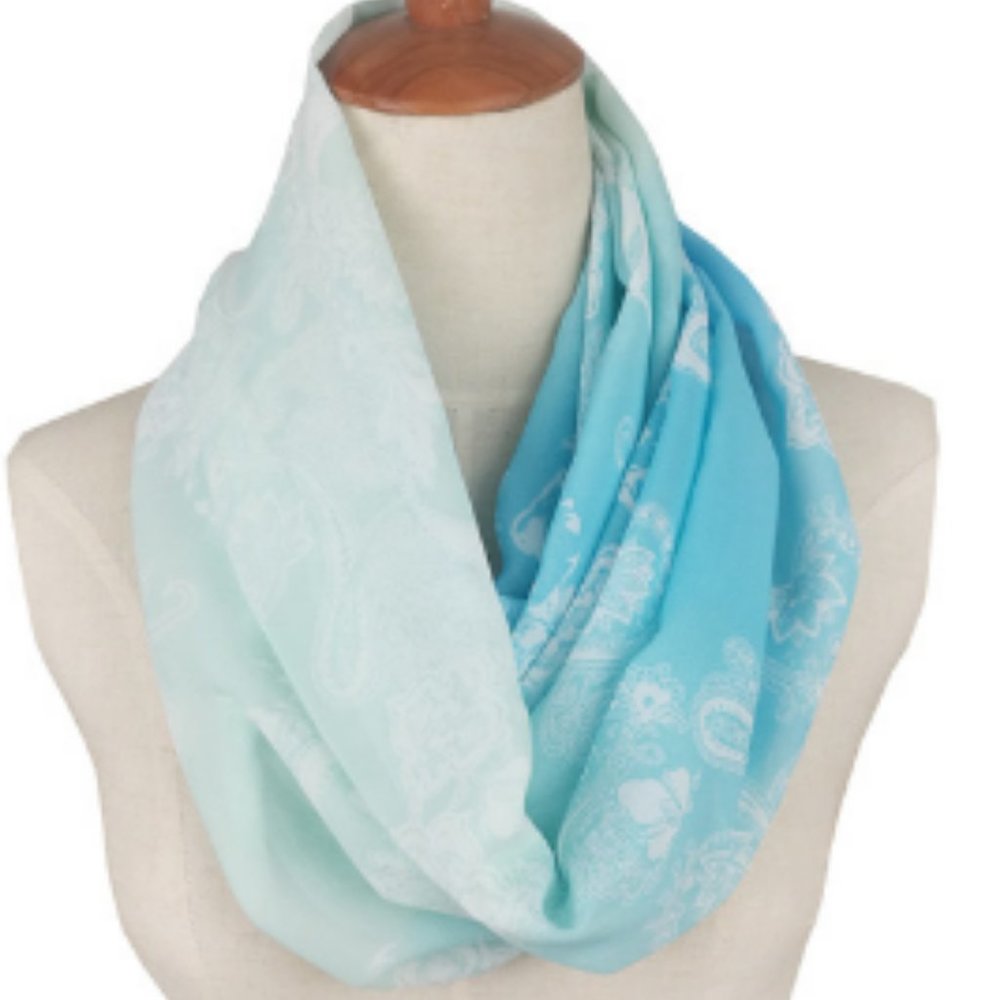 Turquoise Paisley Infinity Scarf